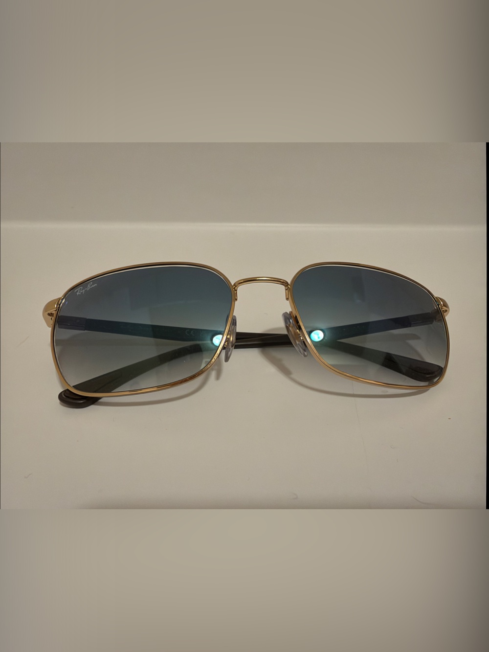 Ray-Ban Gold Frame Blue Lens Aviator Sunglasses - Classic Metal
